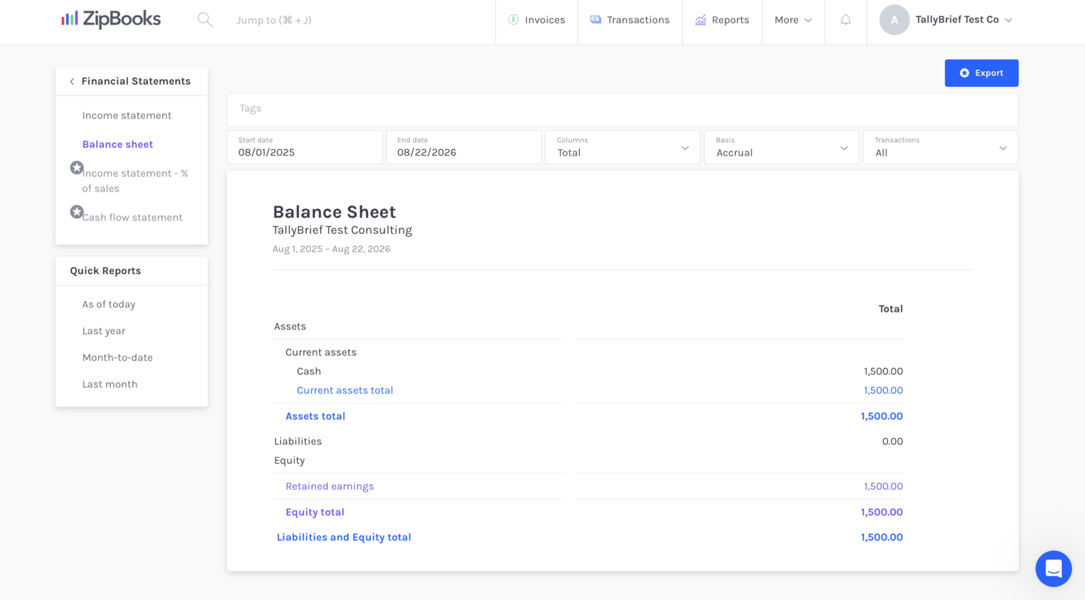 balance sheet review testing