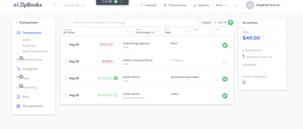 expense interface after uploading invoice